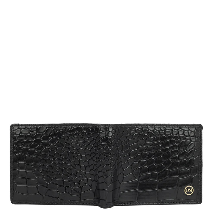 Croco Leather Mens Wallet - Black