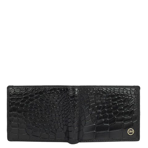 Croco Leather Mens Wallet - Black