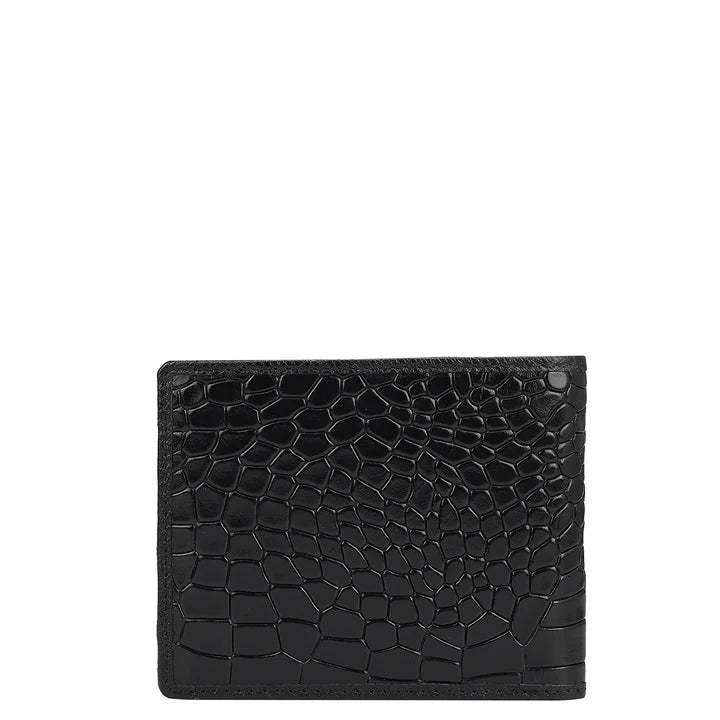 Croco Leather Mens Wallet - Black