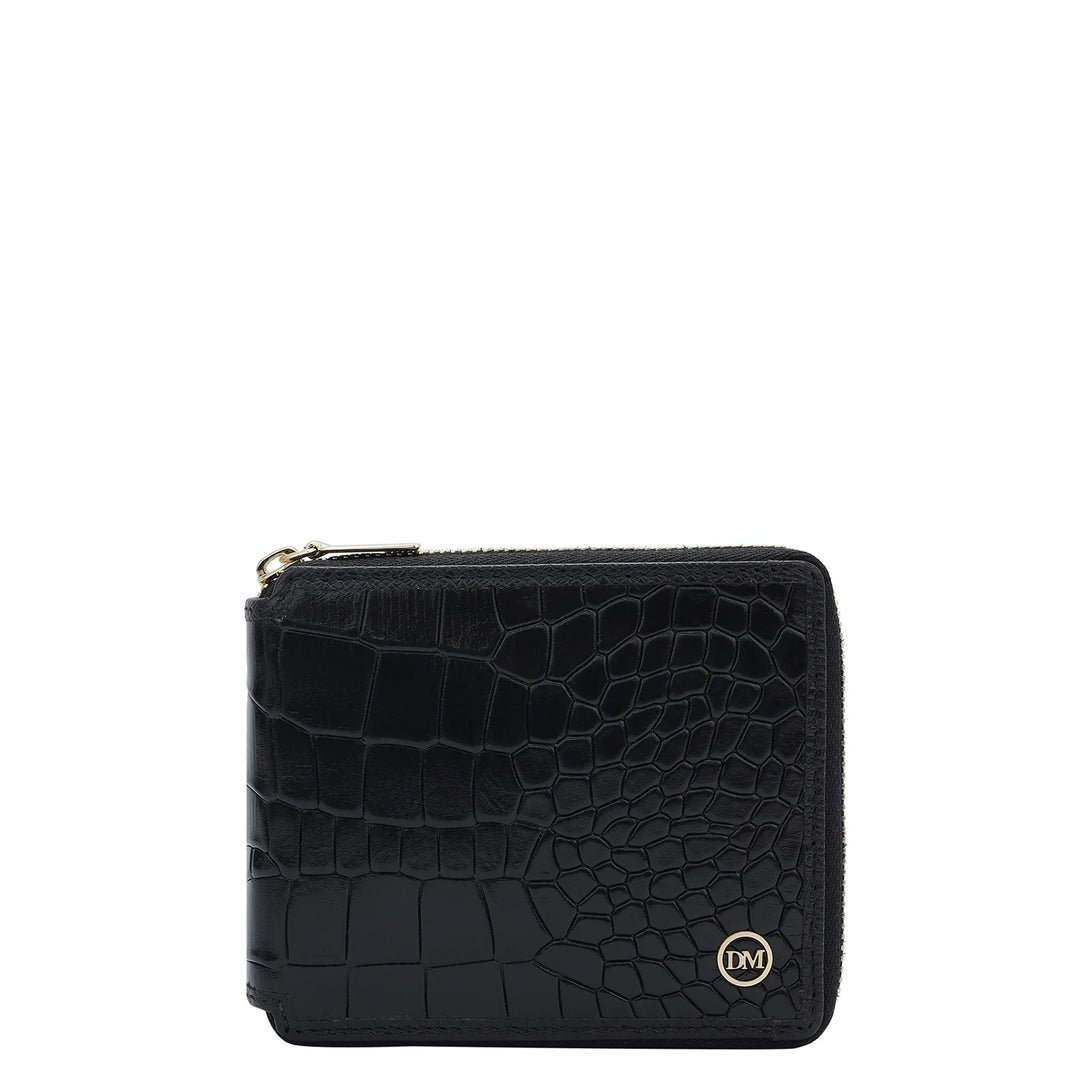 Croco Leather Mens Wallet - Black