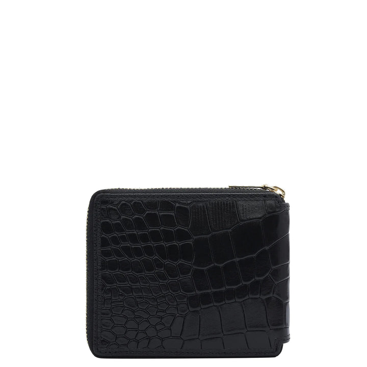 Croco Leather Mens Wallet - Black