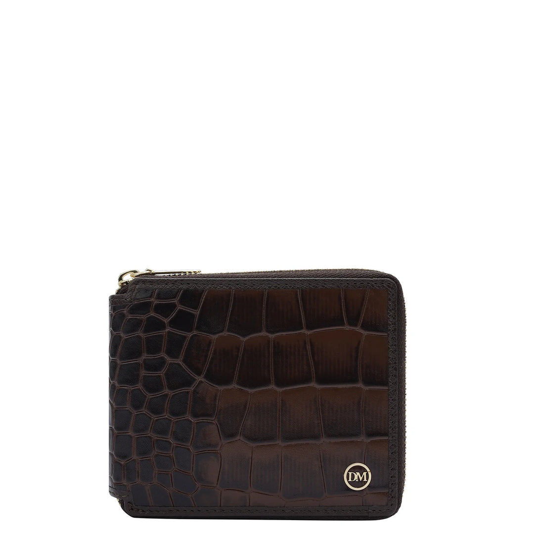 Croco Leather Mens Wallet - Brown