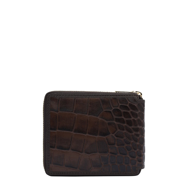 Croco Leather Mens Wallet - Brown