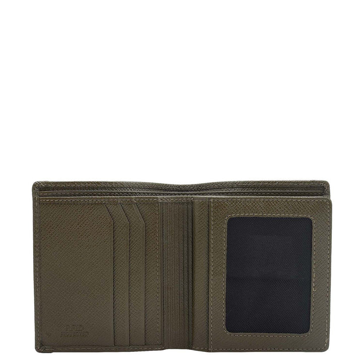 Military Green Bifold Leather Mens Wallet