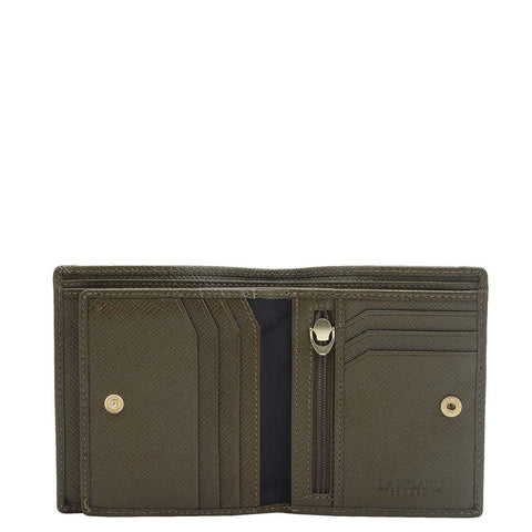 Military Green Bifold Leather Mens Wallet