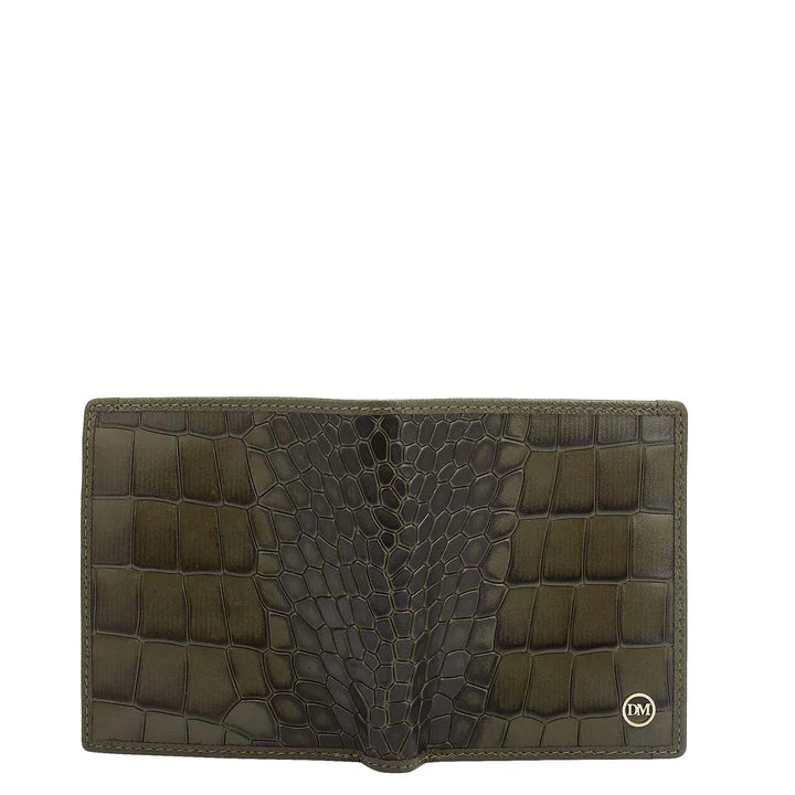 Military Green Bifold Leather Mens Wallet