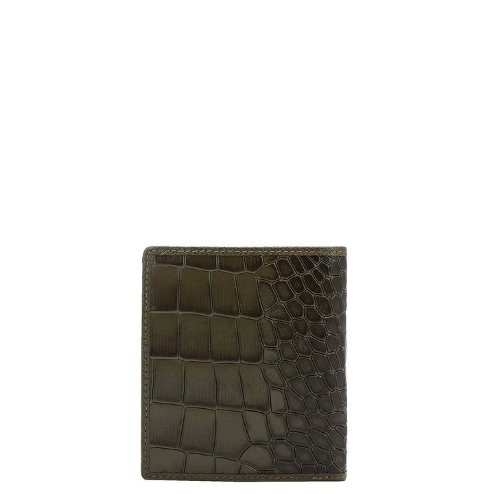 Military Green Bifold Leather Mens Wallet