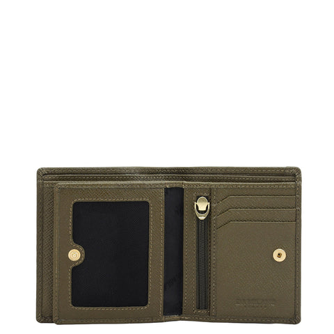 Military Green Bifold Leather Mens Wallet