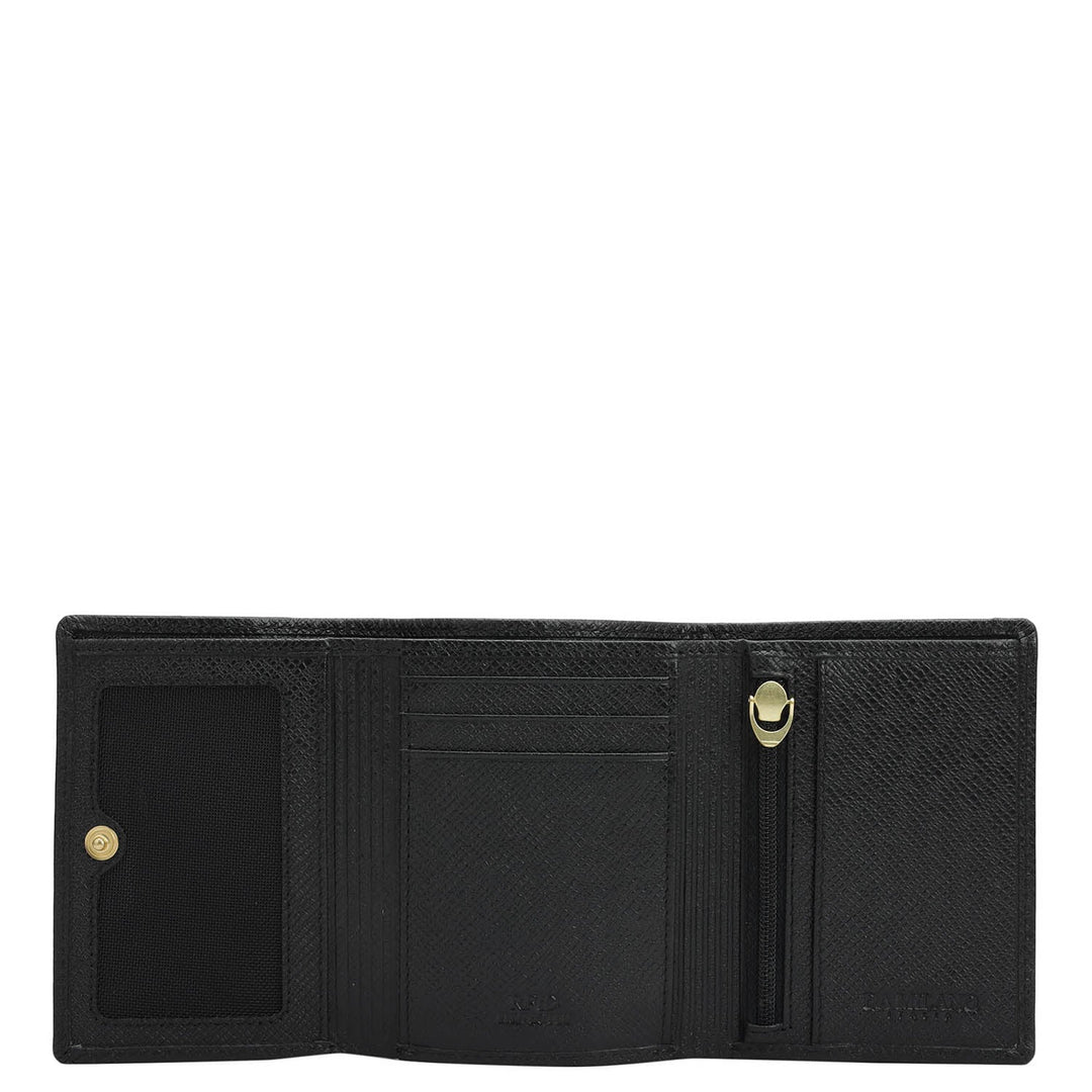 Black Trifold Leather Mens Wallet