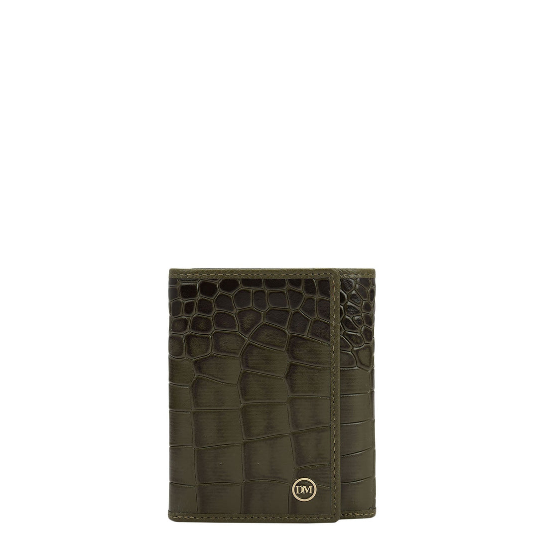 Military Green Trifold Leather Mens Wallet