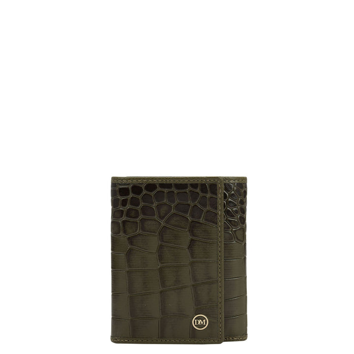 Military Green Trifold Leather Mens Wallet