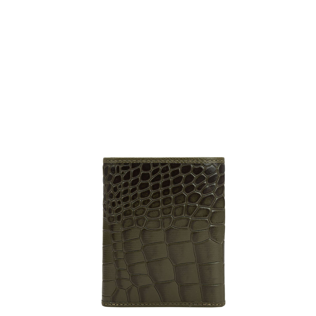 Military Green Trifold Leather Mens Wallet