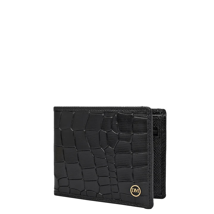 Croco Leather Mens Wallet - Black