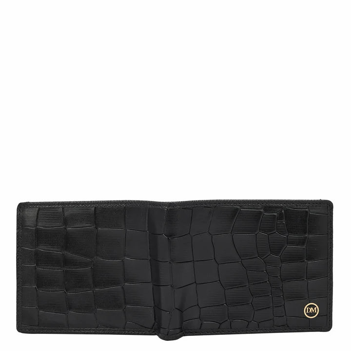 Croco Leather Mens Wallet - Black