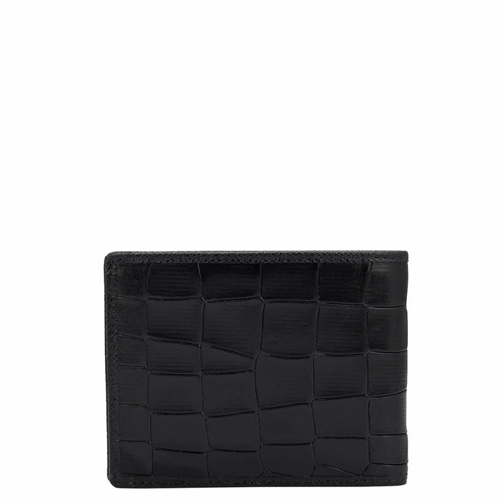 Croco Leather Mens Wallet - Black