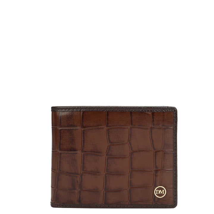 Croco Leather Mens Wallet - Brown