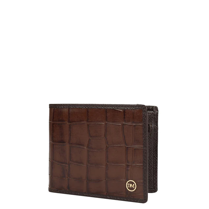 Croco Leather Mens Wallet - Brown