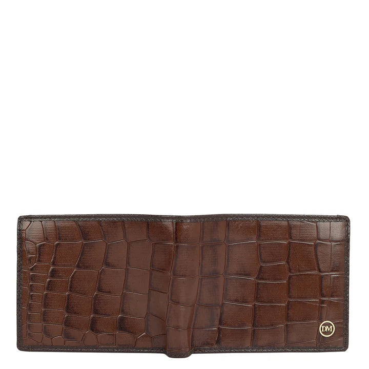 Croco Leather Mens Wallet - Brown