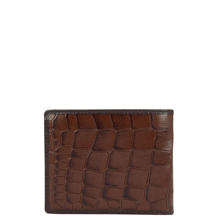 Croco Leather Mens Wallet - Brown