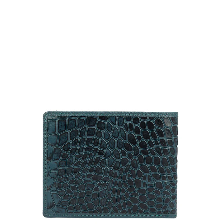 Croco Leather Mens Wallet - Blue