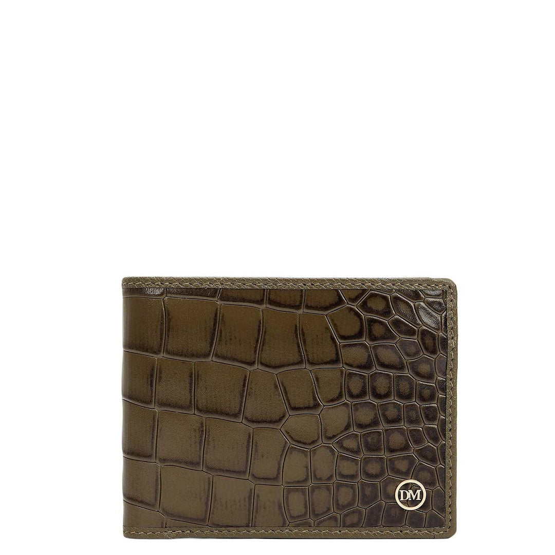 Military Green Bifold Leather Mens Wallet