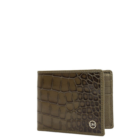 Military Green Bifold Leather Mens Wallet