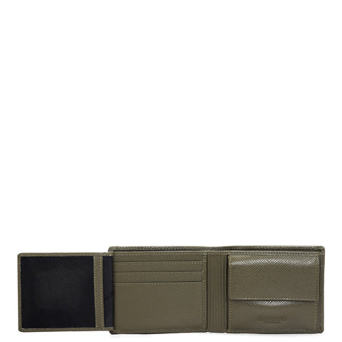 Military Green Bifold Leather Mens Wallet