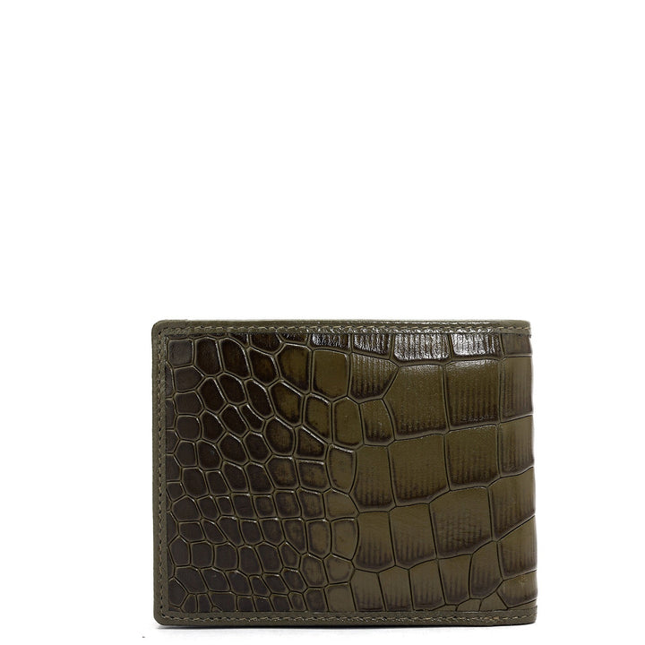 Military Green Bifold Leather Mens Wallet