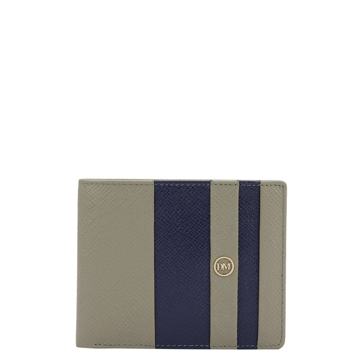 Stone Grey Ink Blue Bifold Leather Mens Wallet