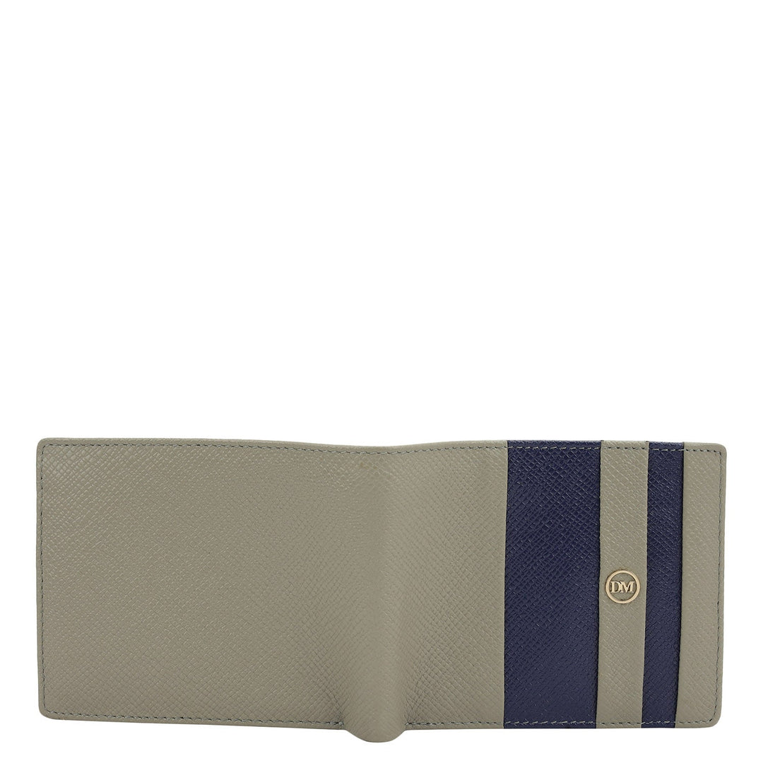 Stone Grey Ink Blue Bifold Leather Mens Wallet