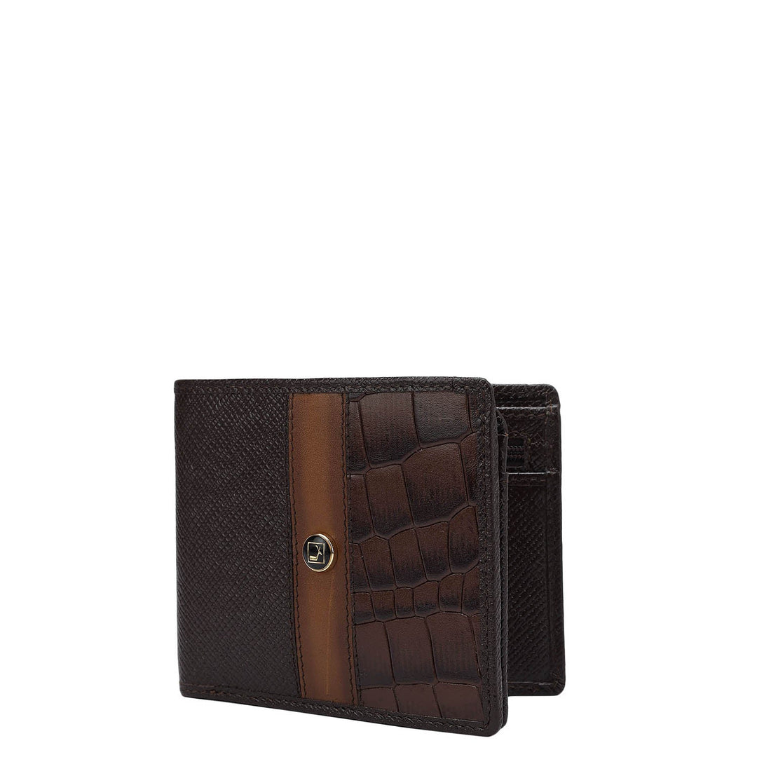 Franzy Croco Leather Mens Wallet - Chocolate