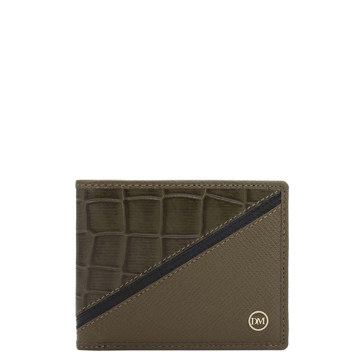 Military Green Bifold Leather Mens Wallet