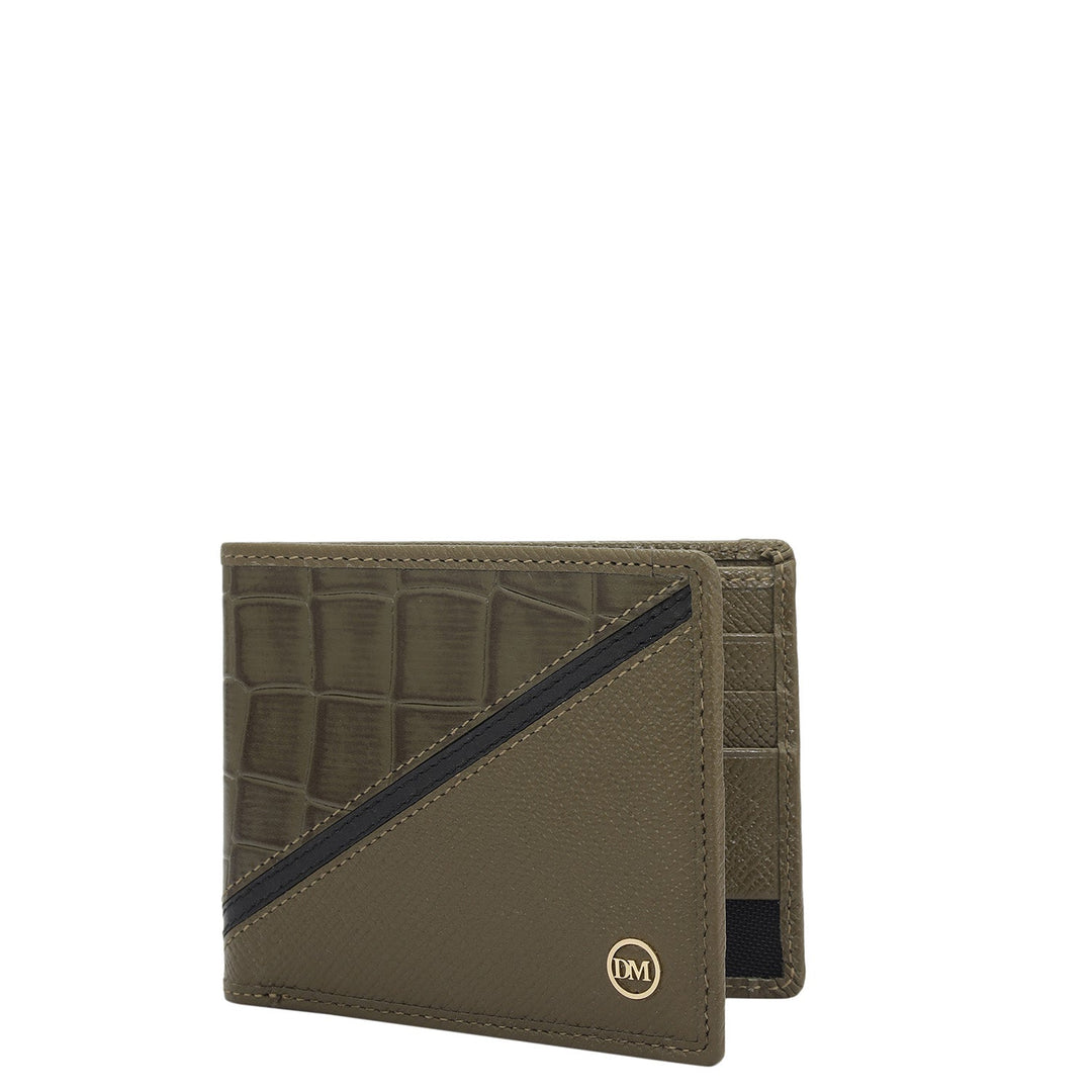 Military Green Bifold Leather Mens Wallet