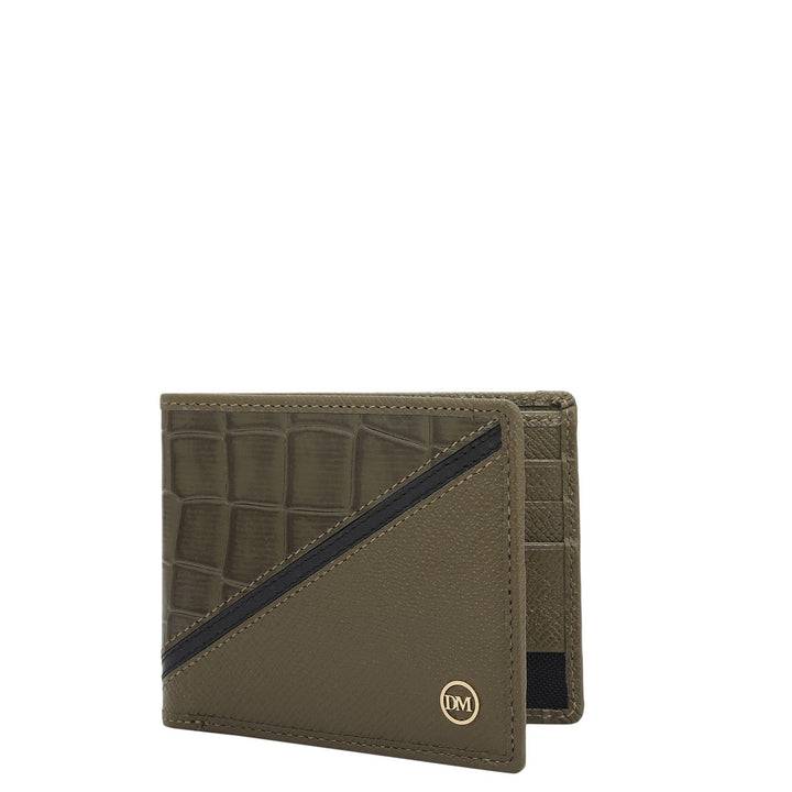 Military Green Bifold Leather Mens Wallet