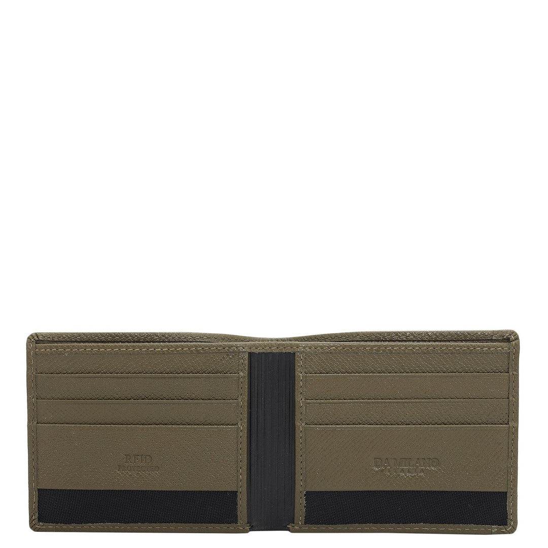 Military Green Bifold Leather Mens Wallet