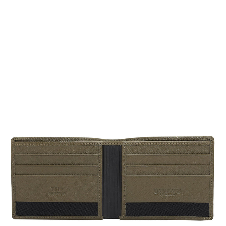 Military Green Bifold Leather Mens Wallet