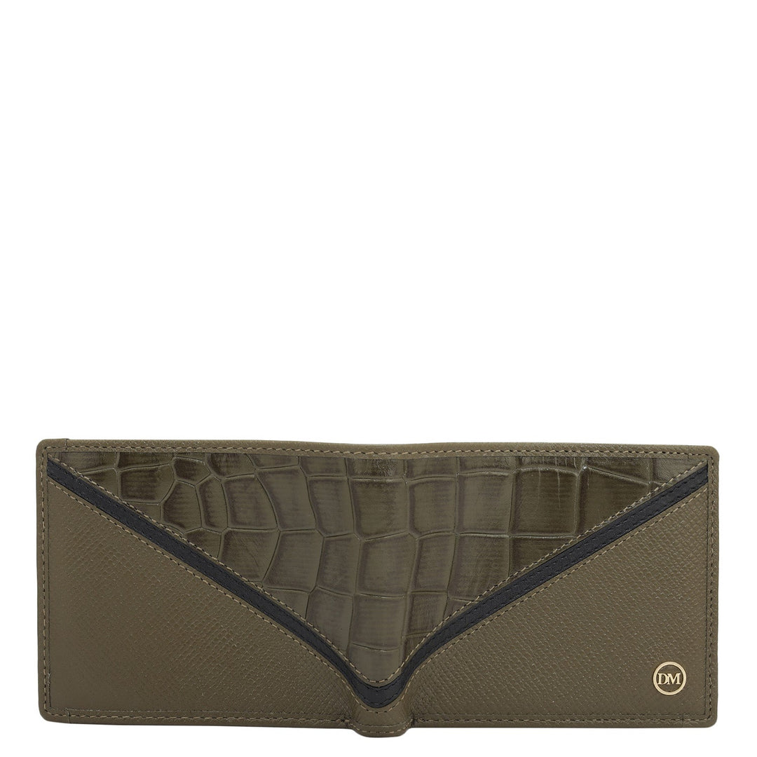 Military Green Bifold Leather Mens Wallet