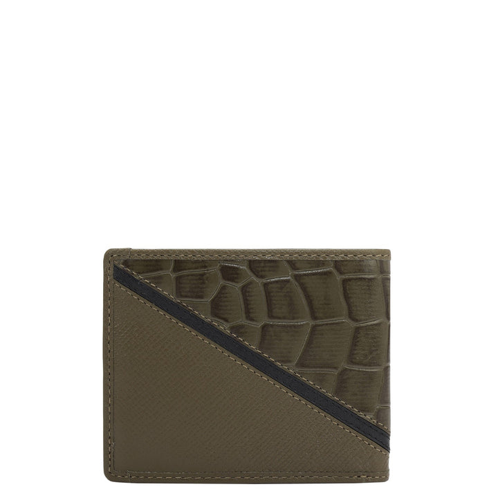 Military Green Bifold Leather Mens Wallet