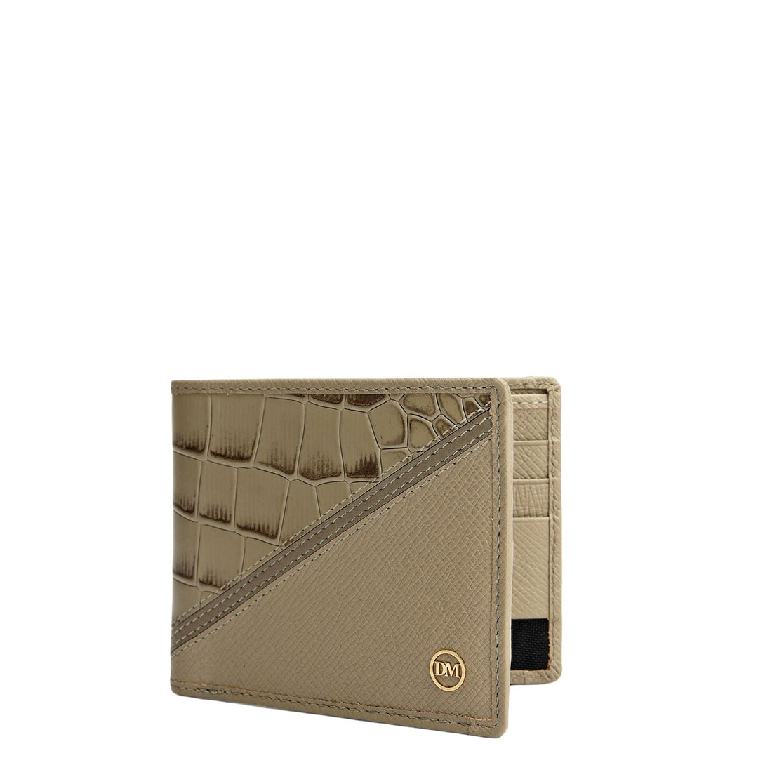 Stone Grey Bifold Leather Mens Wallet