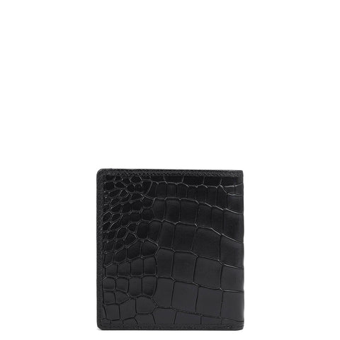 Croco Leather Mens Wallet - Black