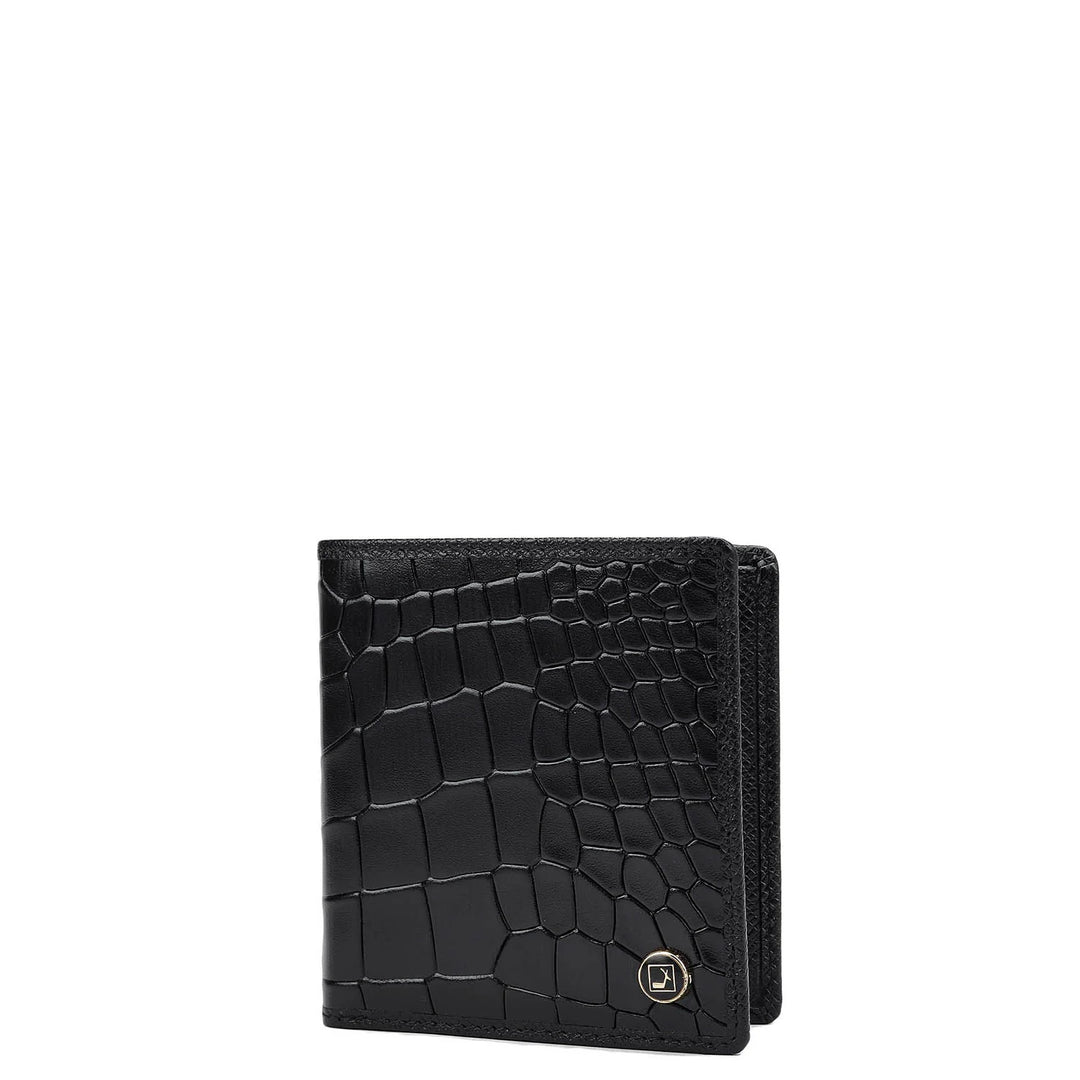 Croco Leather Mens Wallet - Black