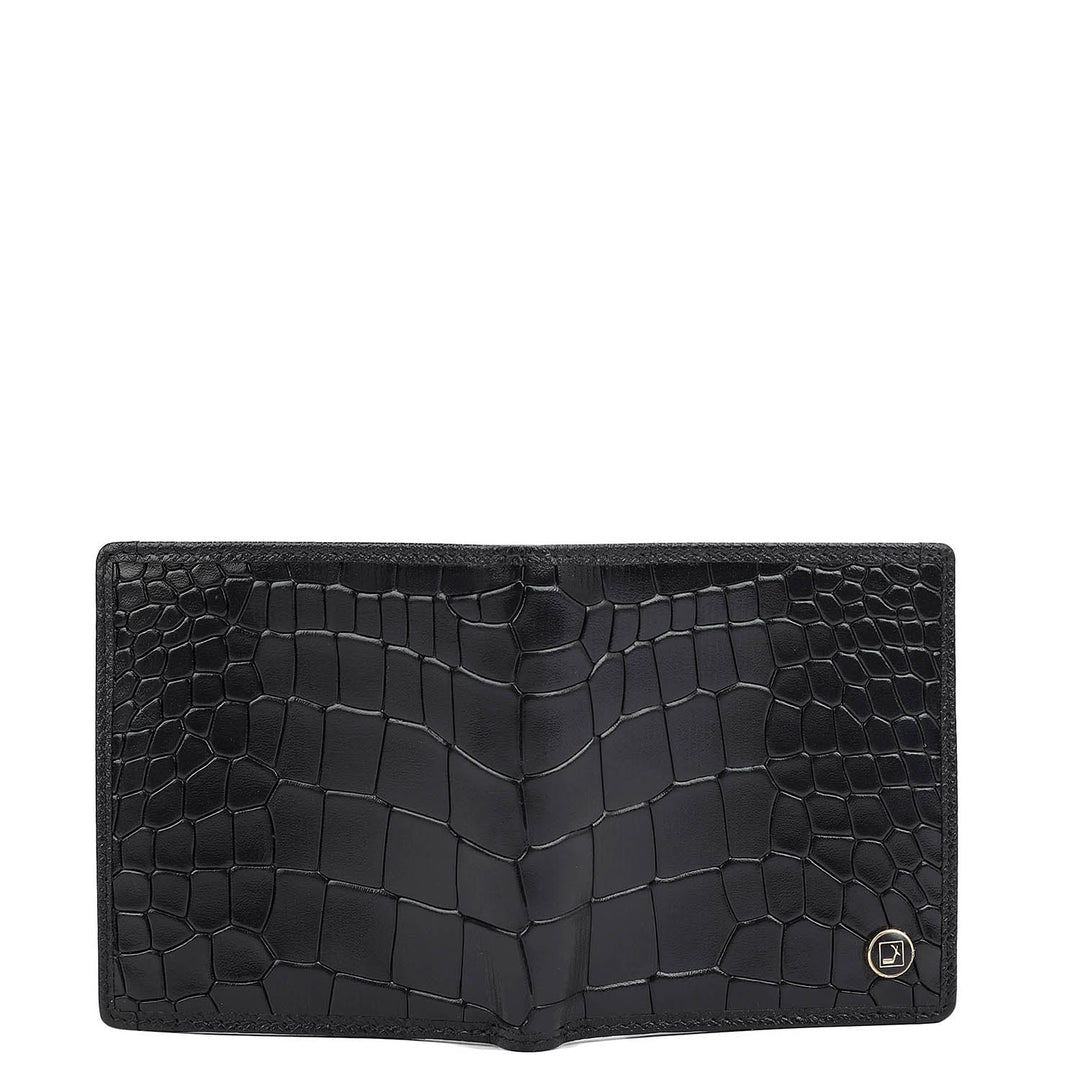 Croco Leather Mens Wallet - Black