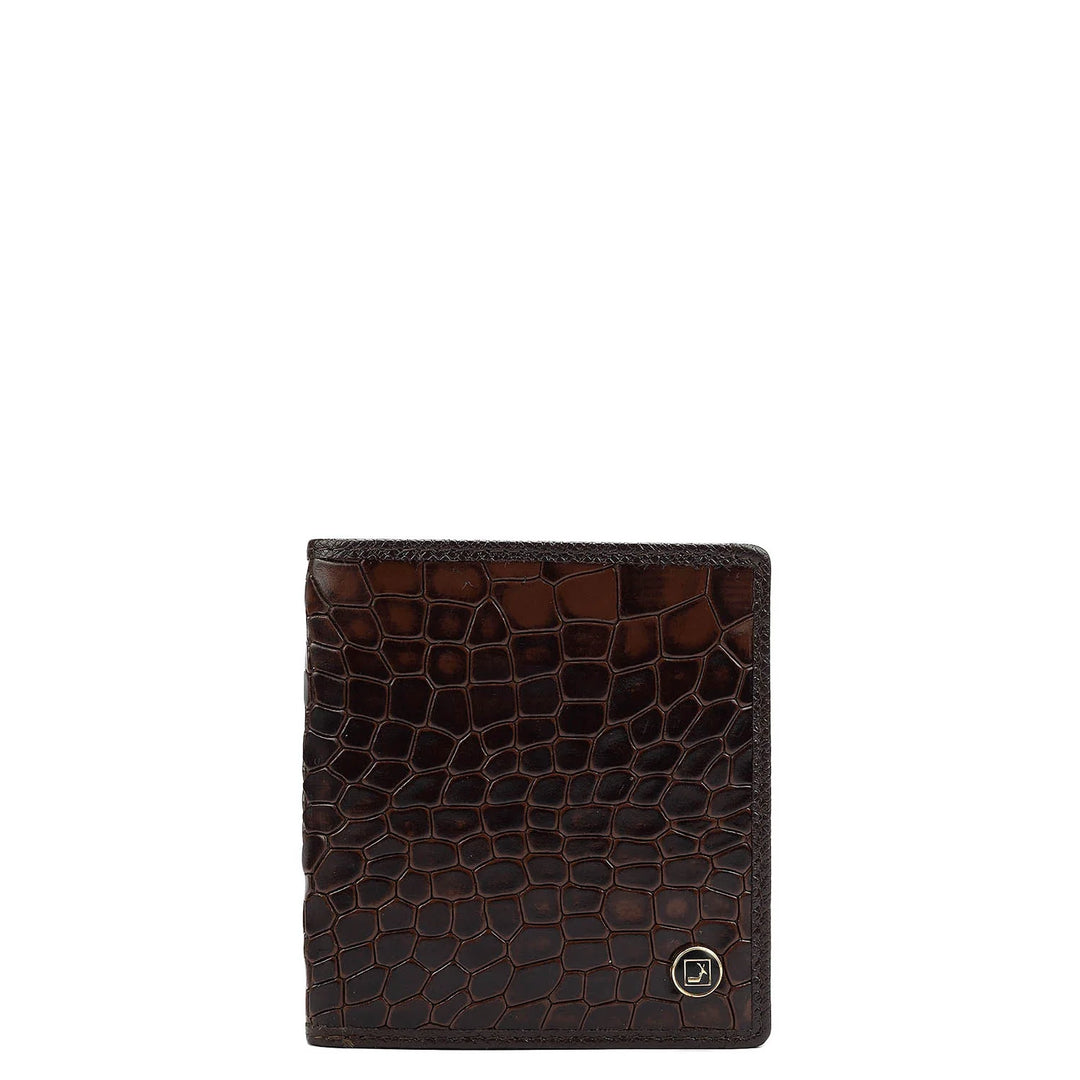 Croco Leather Mens Wallet - Brown