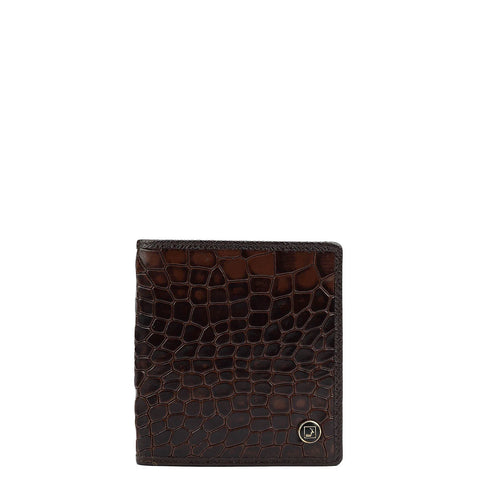 Croco Leather Mens Wallet - Brown