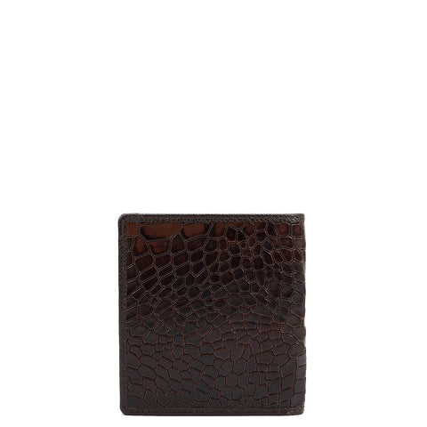 Croco Leather Mens Wallet - Brown