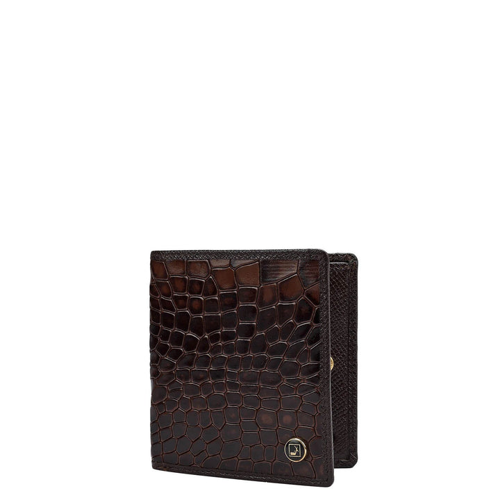 Croco Leather Mens Wallet - Brown