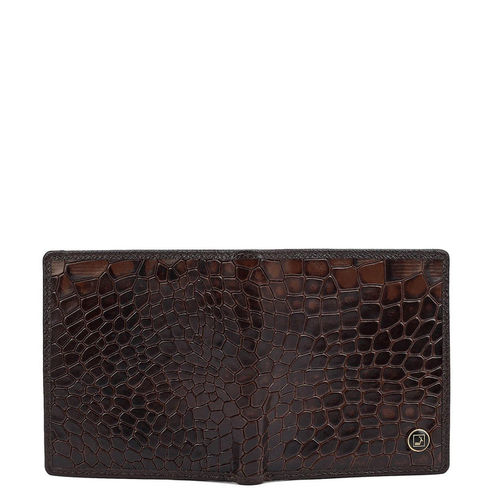 Croco Leather Mens Wallet - Brown