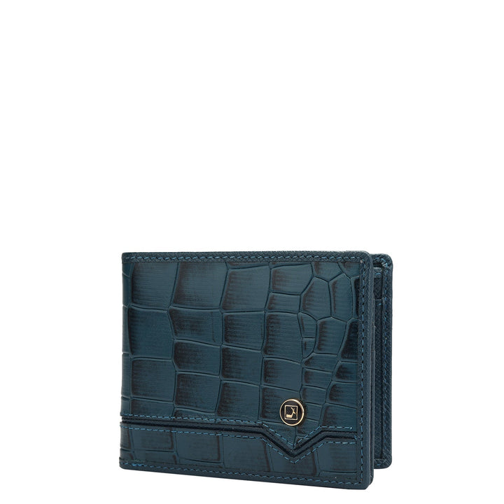 Croco Leather Mens Wallet - Ocean