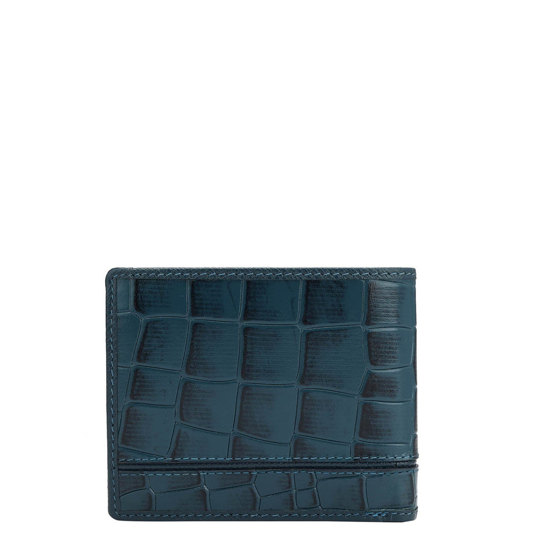 Croco Leather Mens Wallet - Ocean