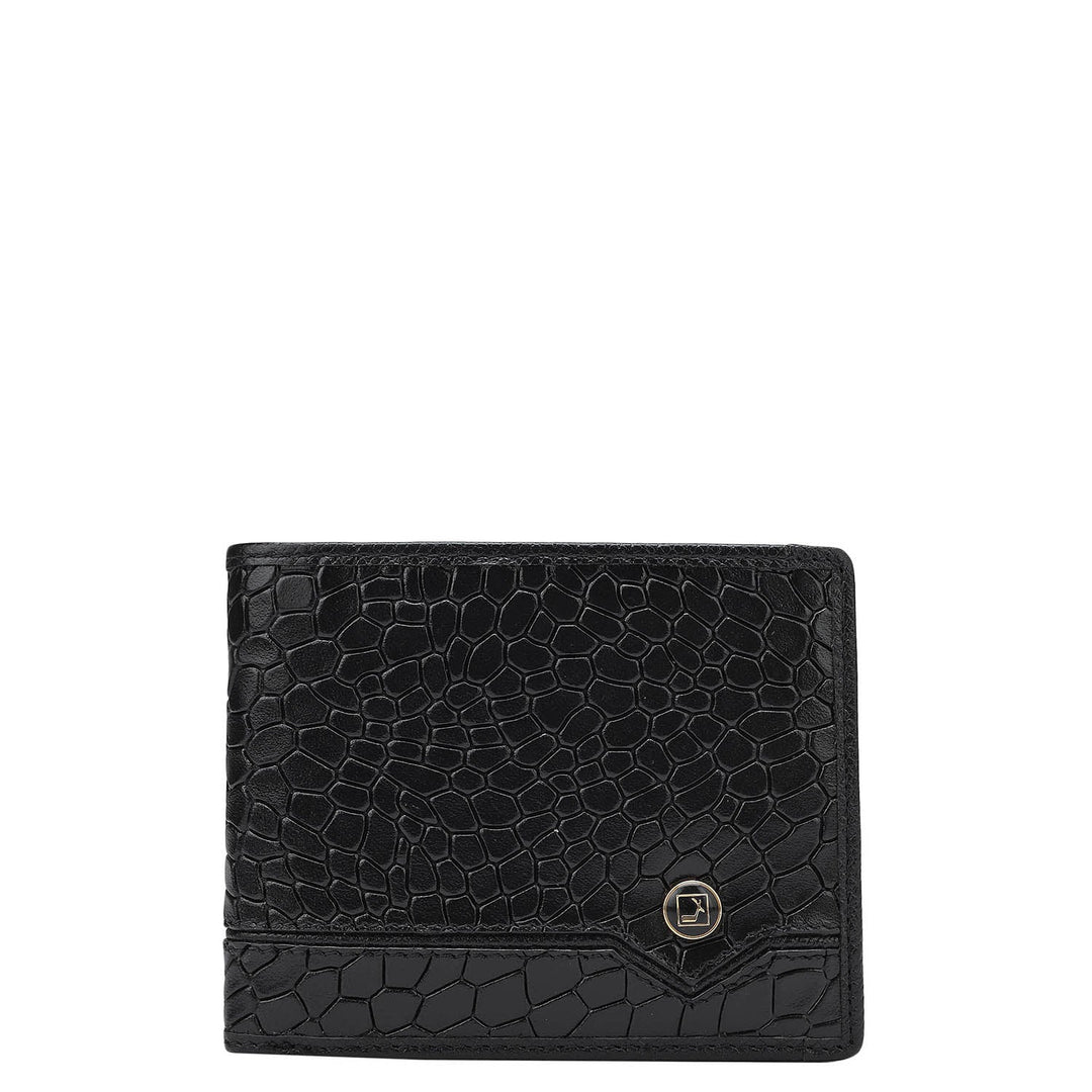 Croco Leather Mens Wallet - Black